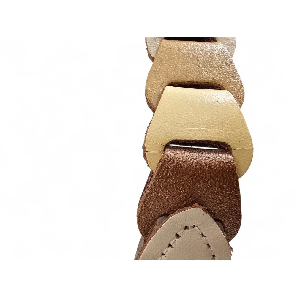 Interlocking‎ Link Belt Women's M/L Tan Neutral Multi-Tone Leather Boho
